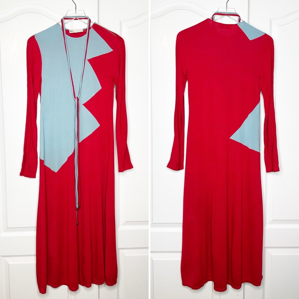 Tory Burch Runway Colorblock Honeycomb Jersey Midi Dress Size 6 - Picture 5 of 15
